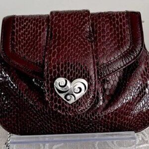 Brighton (Designer) Small Burgundy Leather Crossbody with Heart & Accents EUC